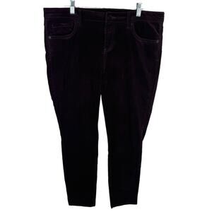 Edyson Dark Burgundy Skinny High Rise Cotton Corduroy Pants Pockets Size 33